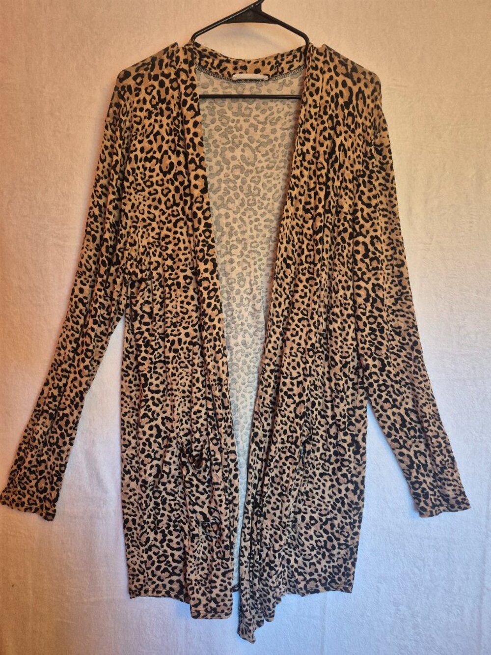 Zenana Leopard Print Open Cardigan 3X Flowy Mob Wife Cozy Lounge Layering